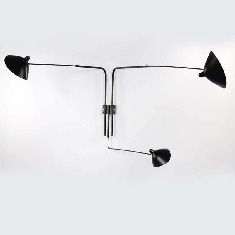 Serge Mouille 3 Rotating Straight Arms Sconce Lamp