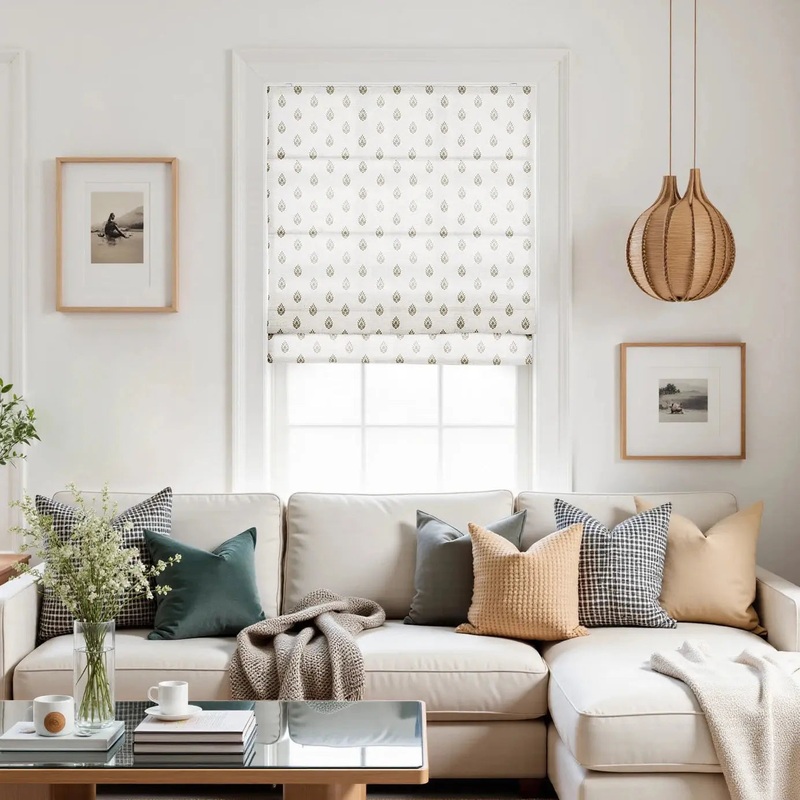 Stefana Silber Printed Cordless Roman Shade