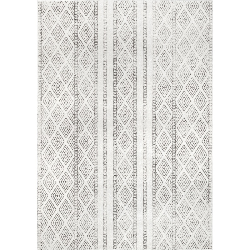 Banded Bird Eye Diamonds Rug | Grey