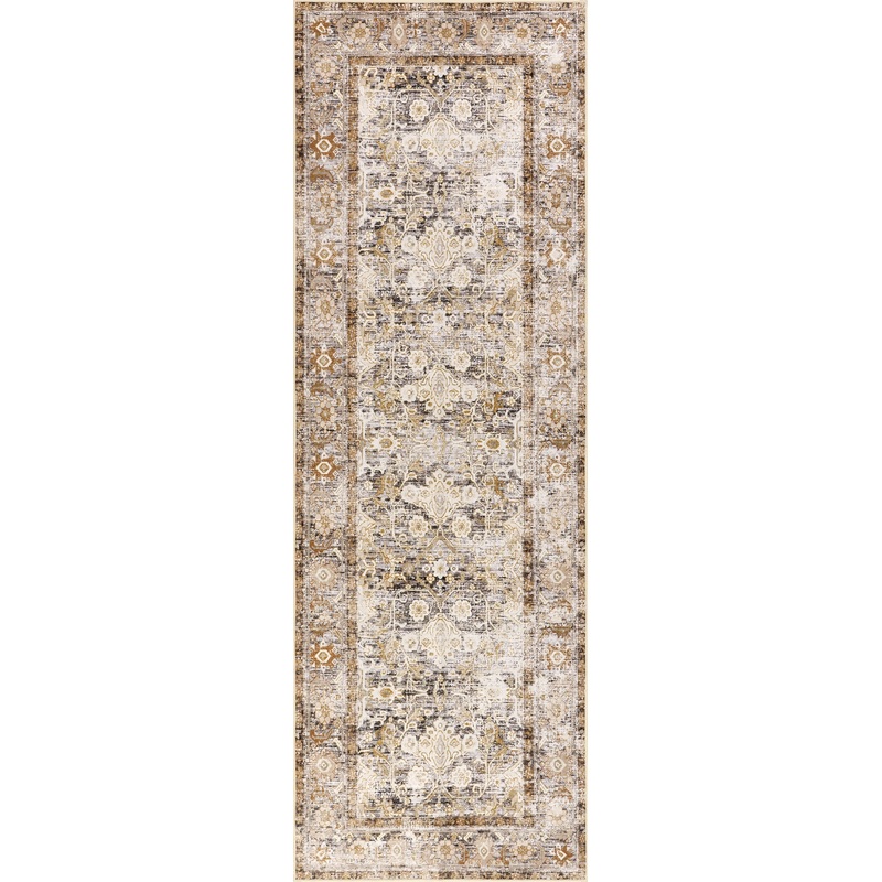 Ila Floral Spill Proof Washable Rug | Ivory