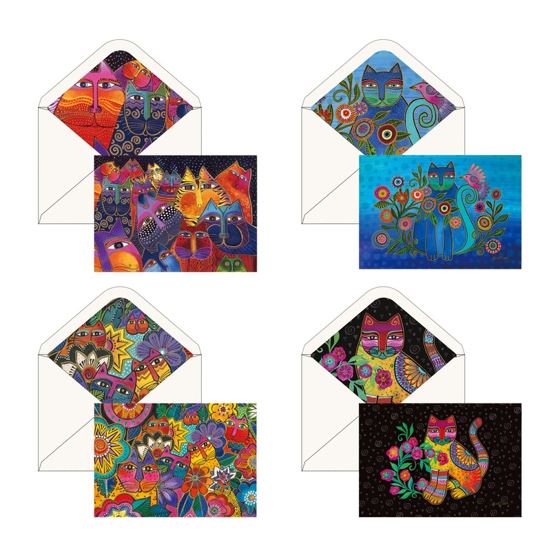 Note Cards – Laurel Burch Cats – Box of 16 Cards & Envelopes