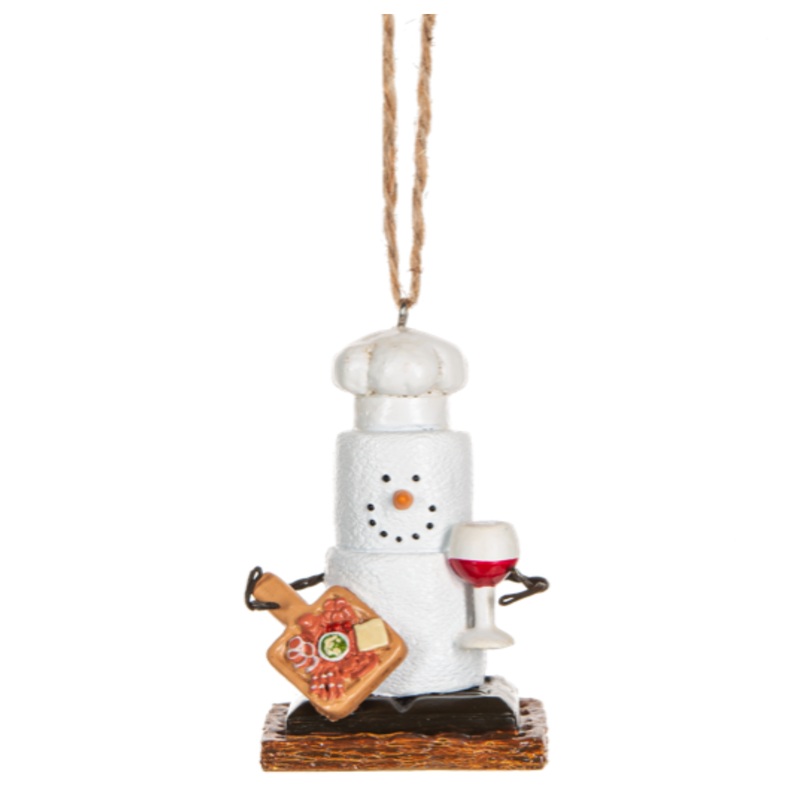 Ganz Smores Charcuterie Snowman Plastic Holiday Christmas Ornament