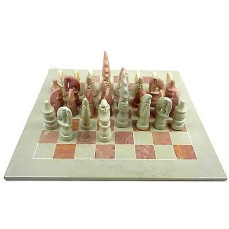 Hand Carved Soapstone Maasai Chess Set – 14″ Board – Smolart