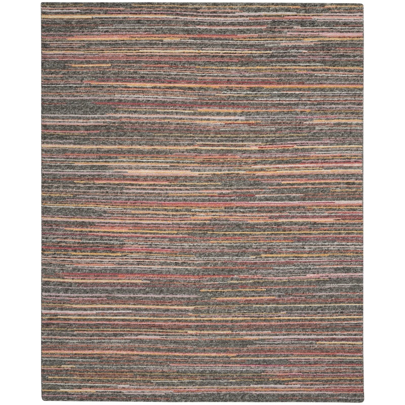 Nourison Plateau 7’9″ x 9’9″ Grey/Flame Modern Indoor Rug