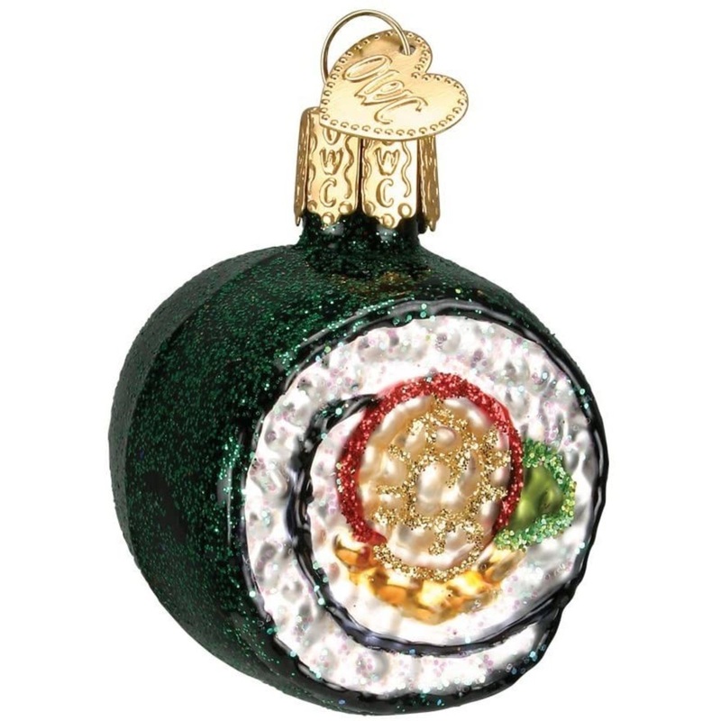 Old World Christmas Glass Blown Sushi Roll Ornament, 1.25″
