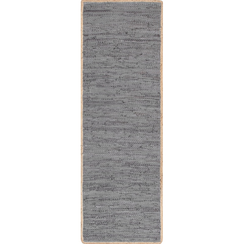 Solid Leather Flatweave Rug | Grey