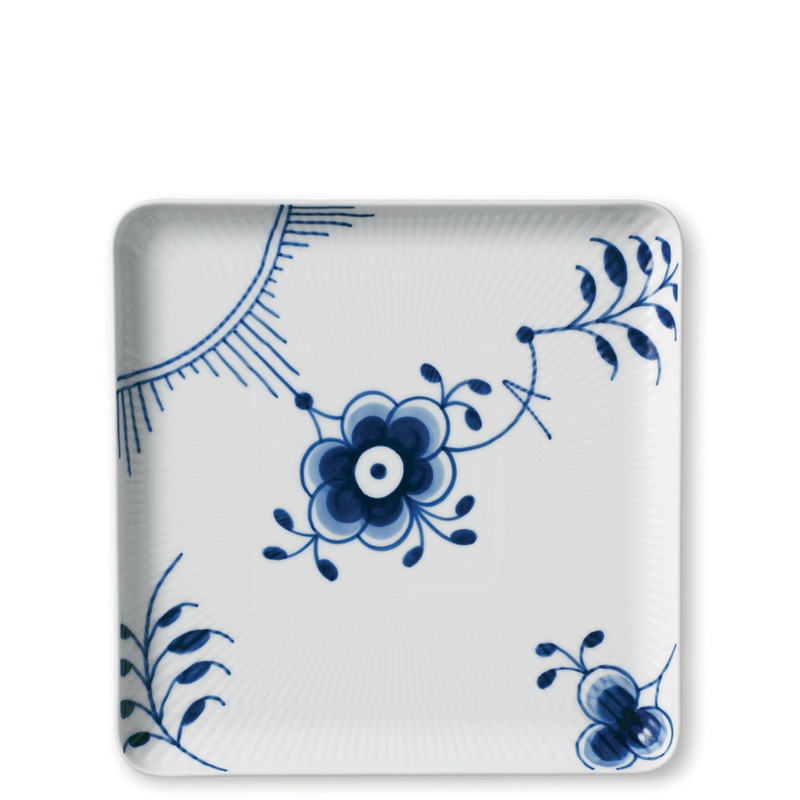 Blue Fluted Mega Large Square Plate, 7.75″