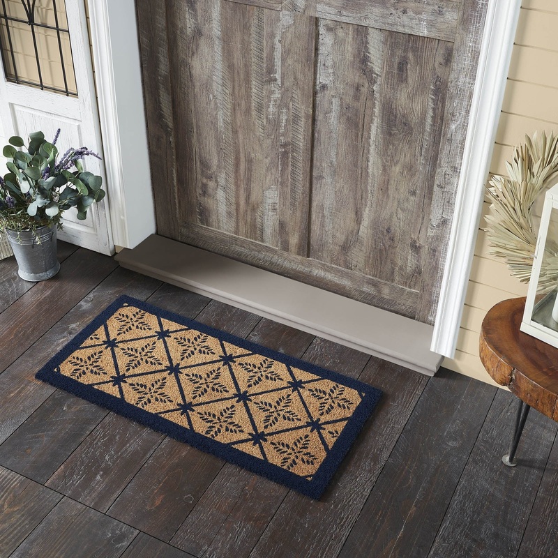 Charleston Mosaic Blue Coir Rug Rect 17×36