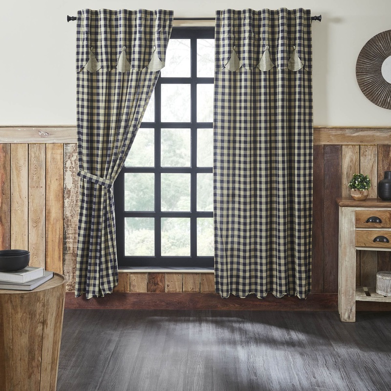 My Country Panel with Attached Scalloped Layered Valance Set of 2 84×40