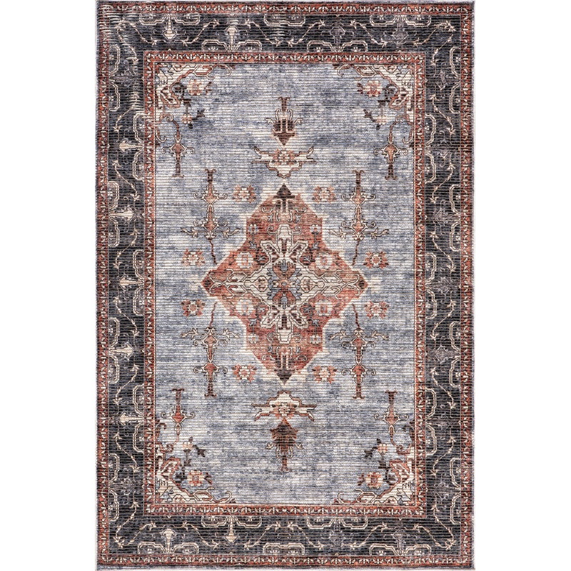 Wild Orchid Washable Rug | Dark Grey