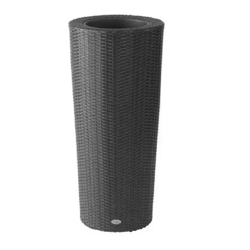 DMC Products Indoor/Outdoor Tall Round Woven Resin Wicker Vista Planter, Black, 40″