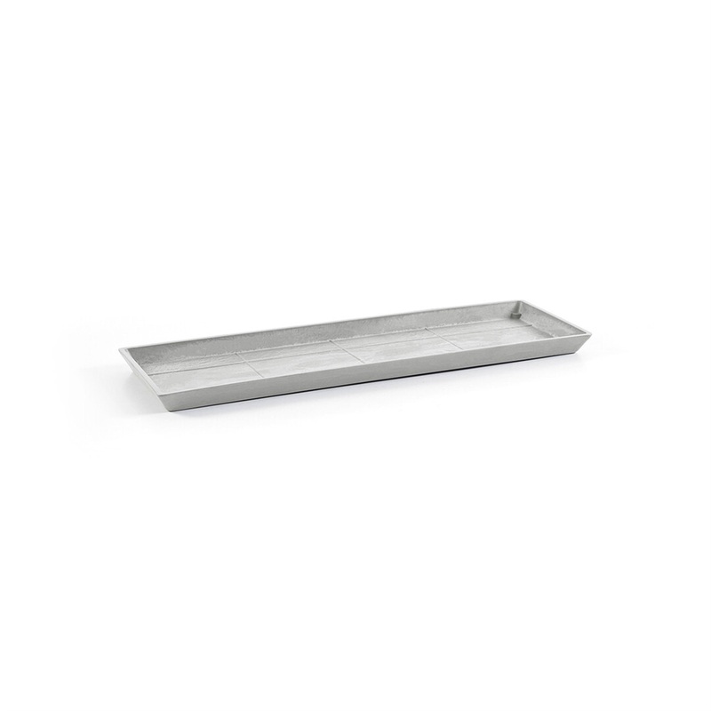 Ecopots Modern Recycled Plastic Rectangular Flower Pot Planter Saucer, White Grey, 31.5″
