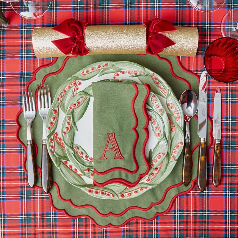 Katherine Green & Red Placemats & Napkins (Set of 4)