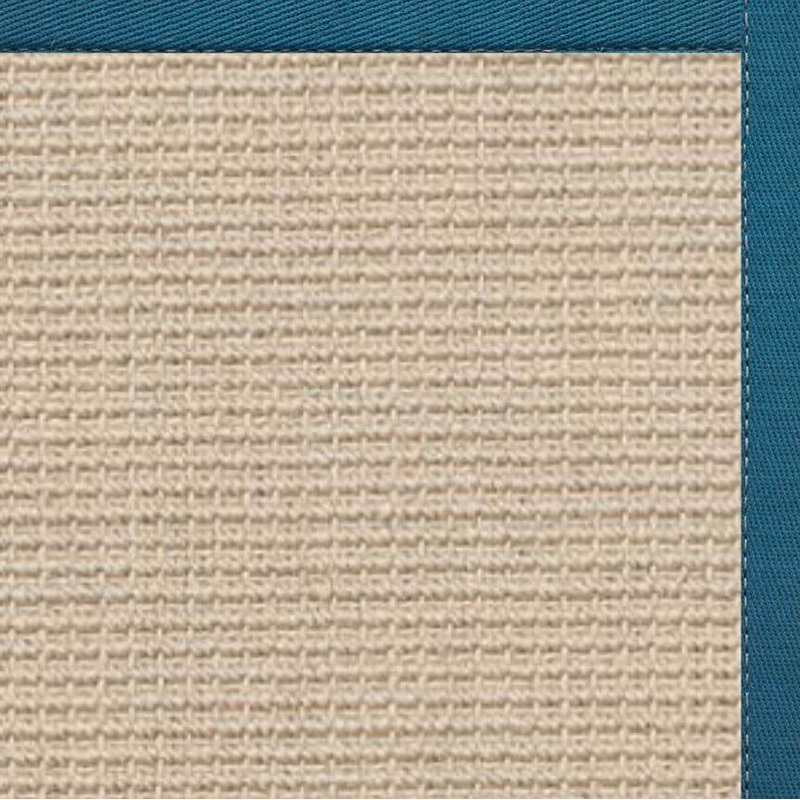 Linen Color Brasilia Sisal Rug with Paradise Blue Cotton Border
