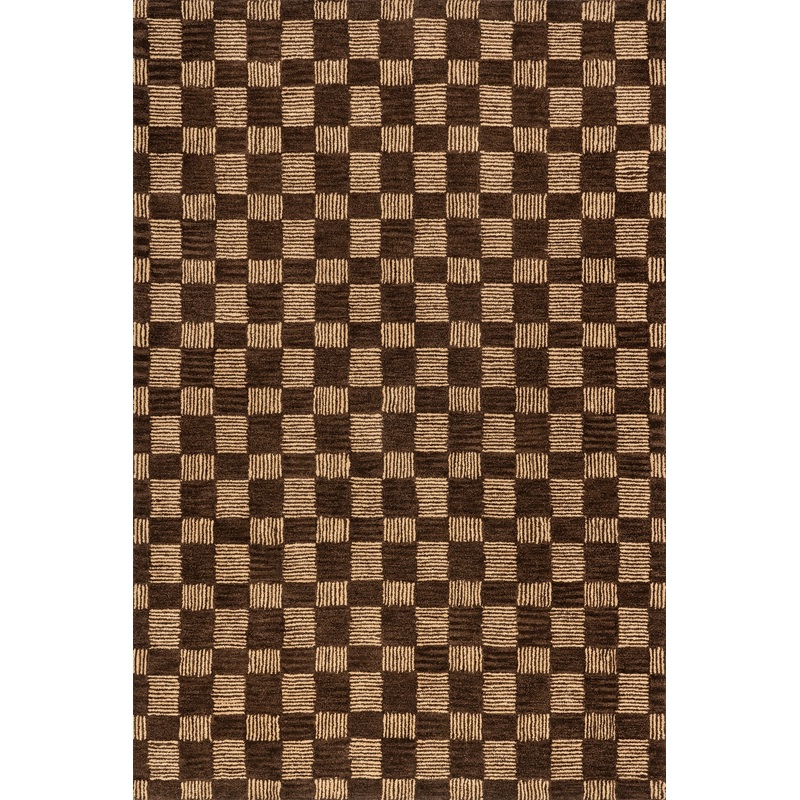 Quince Checked Wool Rug | Brown