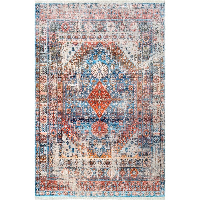 Archer Distressed Medallion Rug | Blue