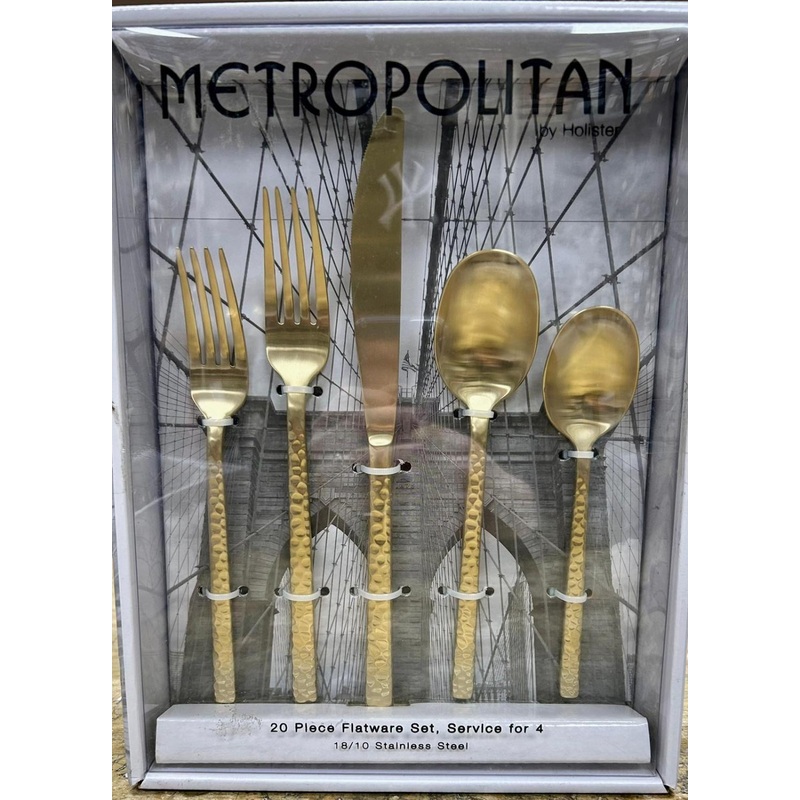 Metropolitan by Holister Hammered 20 piece Set  Satin Gold