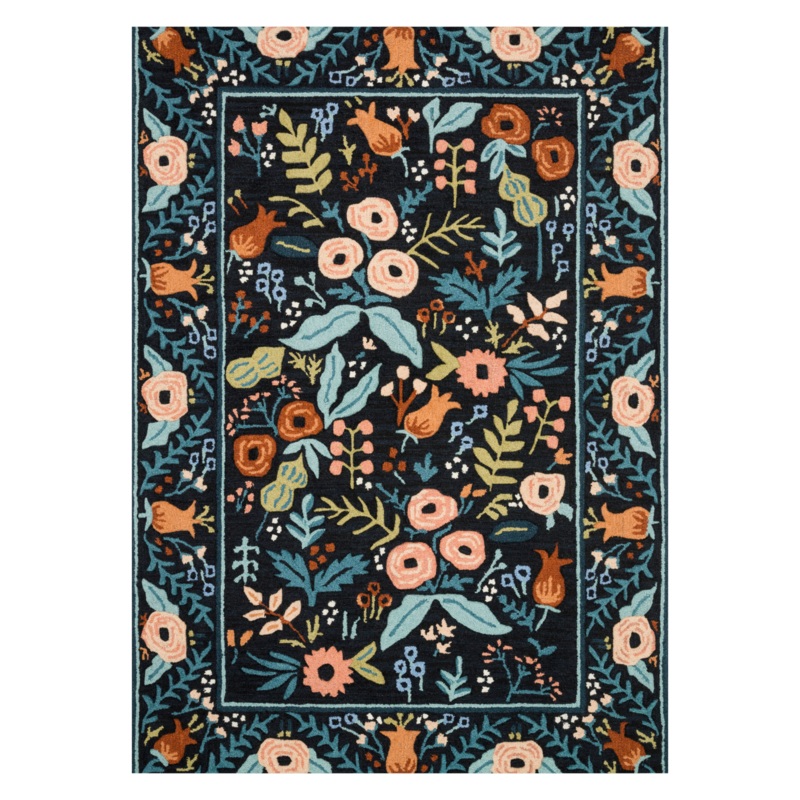 Rifle Paper Co. x Loloi Les Fleurs Black Rug