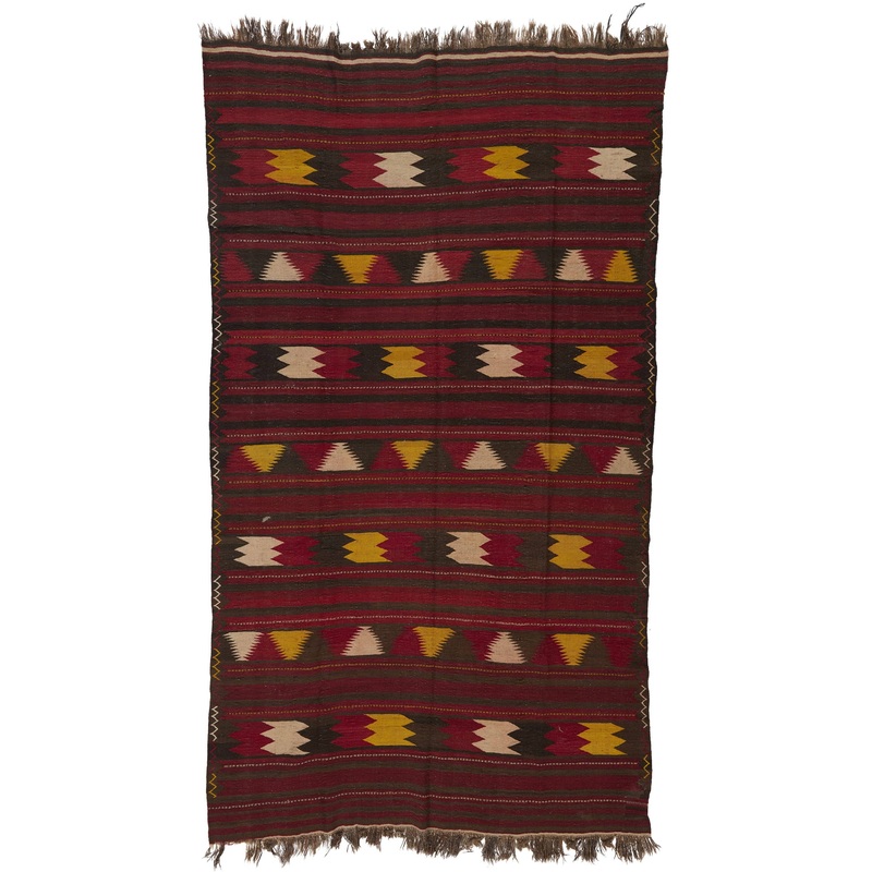 ANTIQUE AFGHAN KILIM 6′ 7″ x 11′ 10″