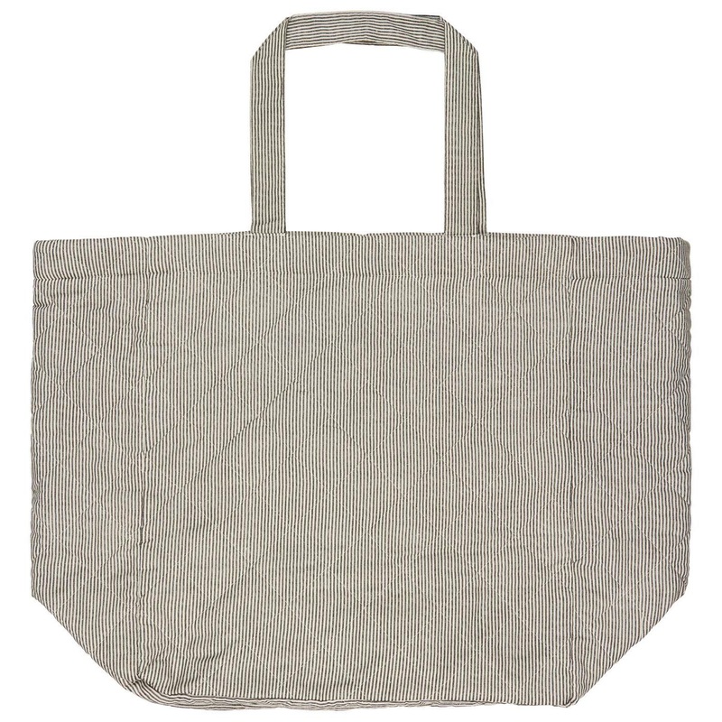 Bag Quilted White And Dark Grey Stripes