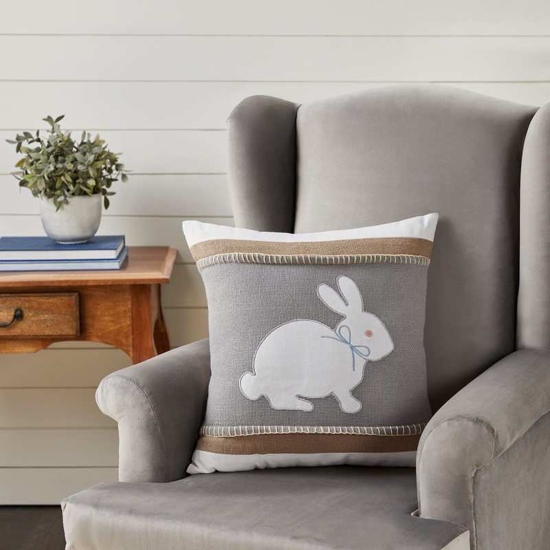 Burlap Applique Bunny Pillow 18×18