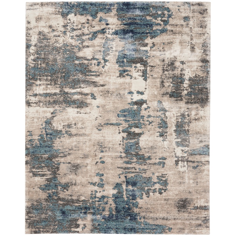 Nourison American Manor 7’10” x 9’10” Ivory Blue Modern Indoor Rug