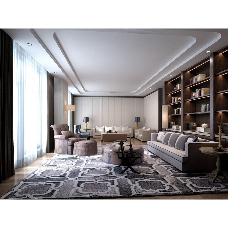 Poshrug Circular Grey Designed Cowhide Rug