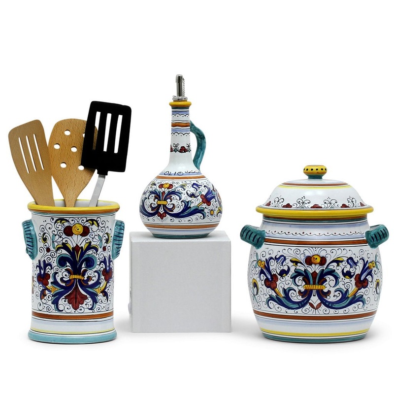 RICCO DERUTA DELUXE: Bundle with Utensil Holder + Olive Oil Dispenser + Biscotti Jar