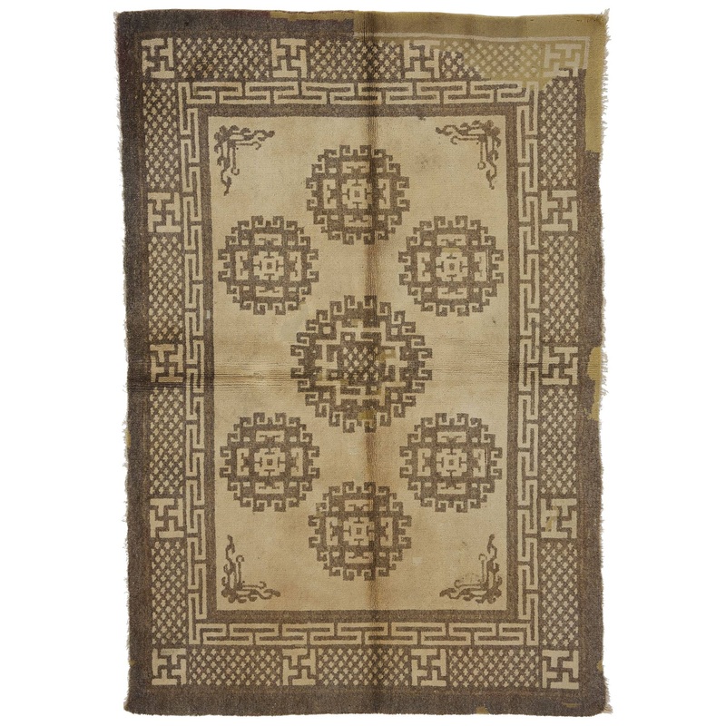 ANTIQUE CHINESE PAO TAO BEIGE-TAUPE 4′ 2” x 6′