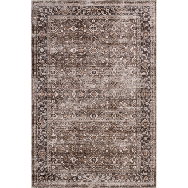 Myrtle Spill Proof Washable Vintage Rug | Brown