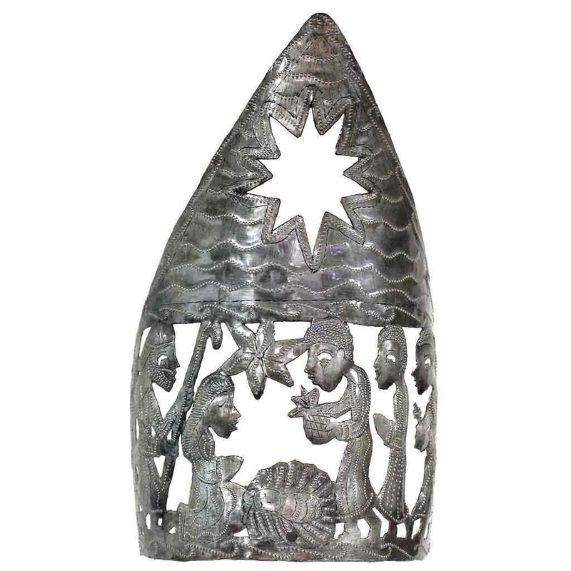 Tabletop Nativity Scene with Candle Holder (13″ x 7″) – Croix des Bouquets (H)