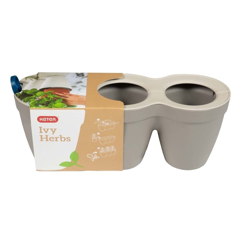 Keter Ivy Herbs In/Outdoor Planter/Flower Pot, Taupe, 13″