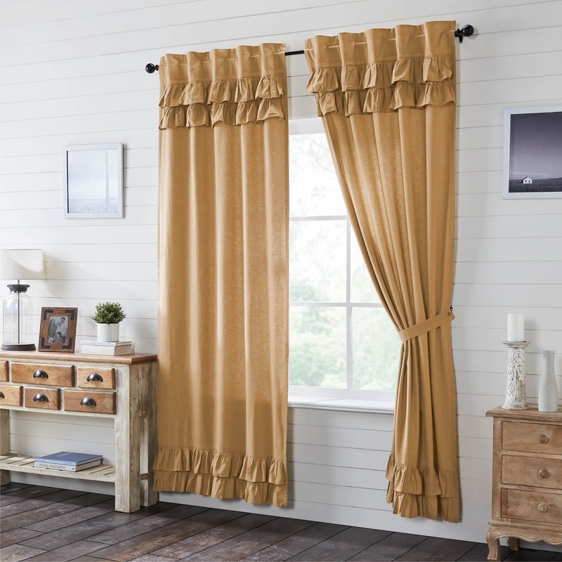 Simple Life Flax Khaki Ruffled Panel Set of 2 96×40