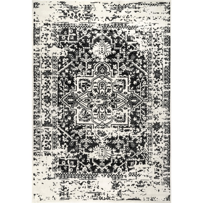 Vera Vintage Medallion Rug | Black And White