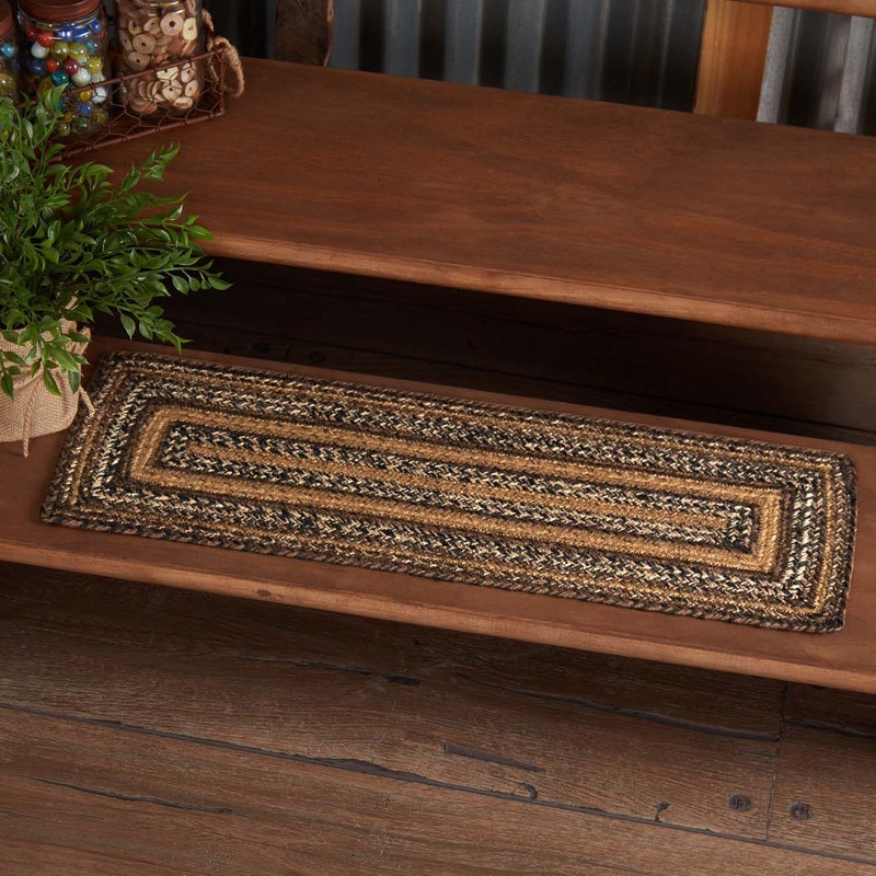 Espresso Jute Stair Tread Rect Latex 8.5×27