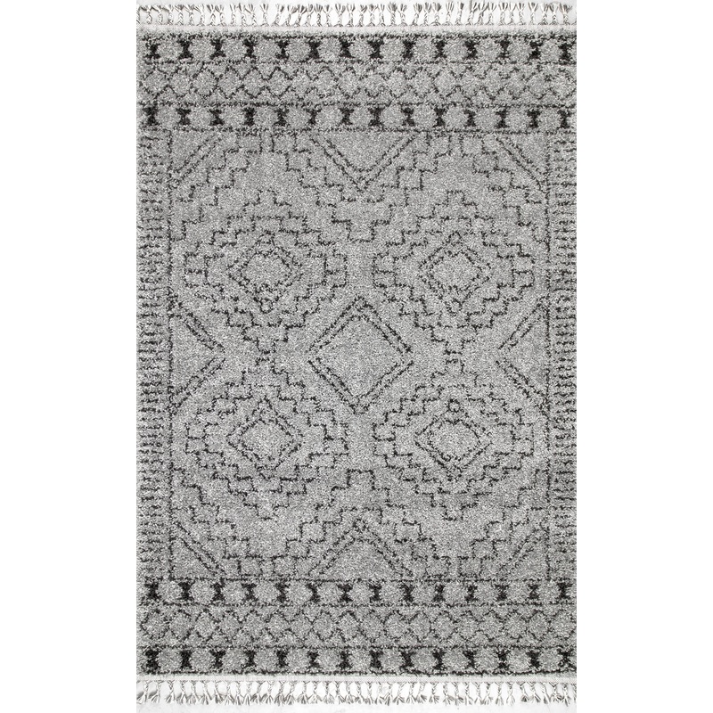 Moroccan Tasseled Rug | Grey
