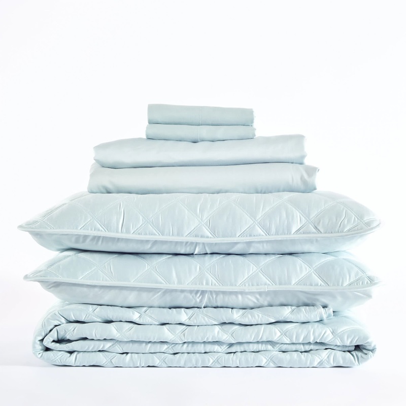 Silken Solid Robin’s Egg Blue Core Bedding Bundle | None