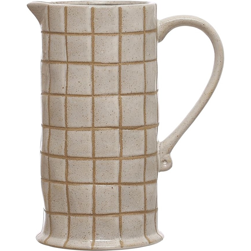 Stoneware Grid Pattern Pitcher