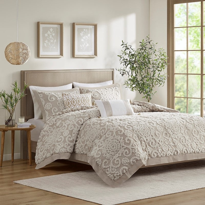 Suzanna Cotton Boho Medallion Duvet Cover Set – Taupe