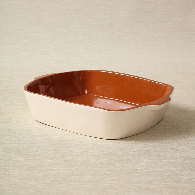 White Glazed Terra Cotta Baker