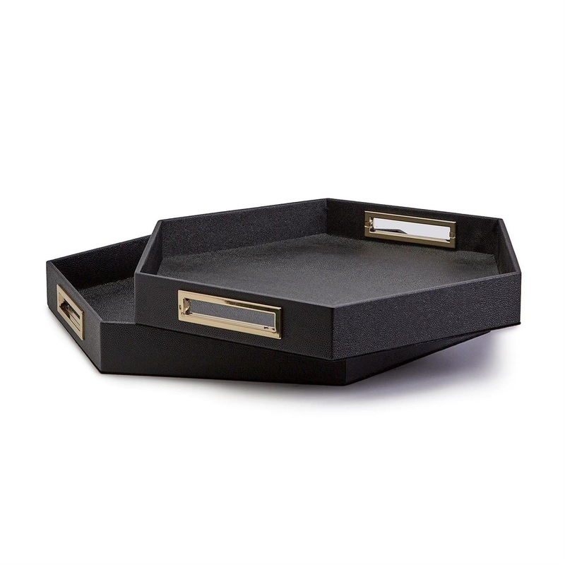 Black Hexagon Stingray Trays