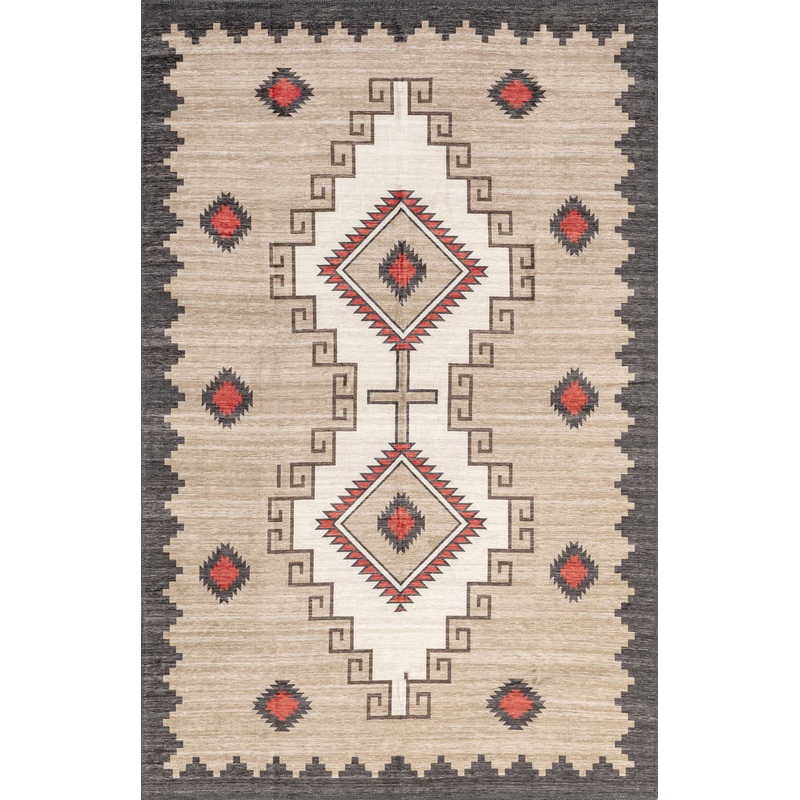 Ginny Washable Southwestern Rug | Brown