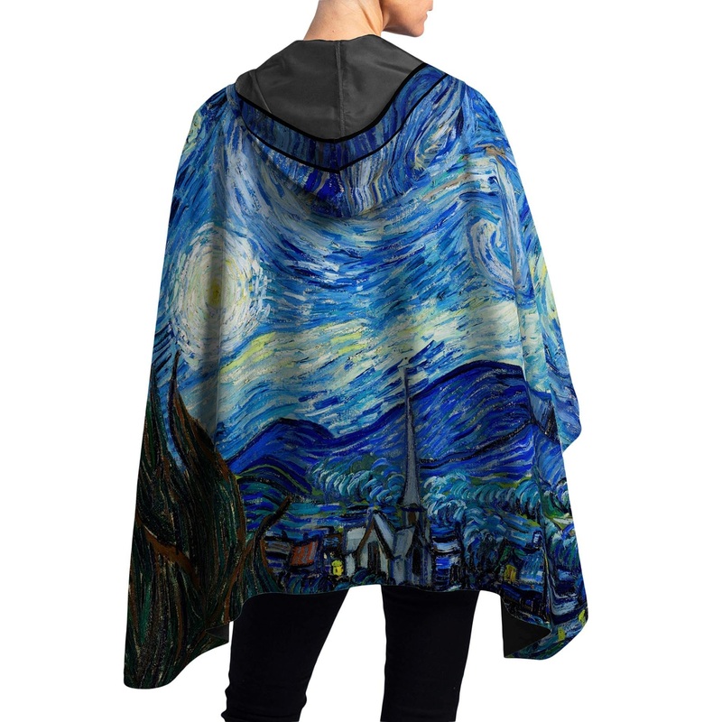 van Gogh Starry Night Womens Rain Cape – Rainproof Breathable Rain Poncho