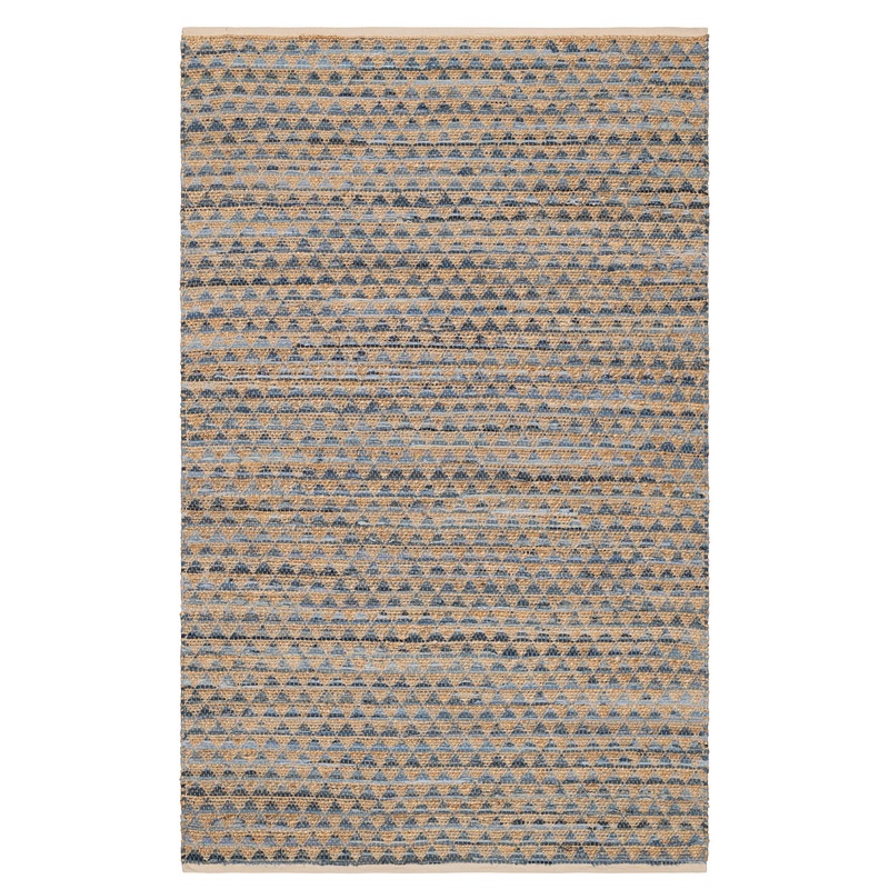 Geometric Rag Handwoven Jute Rug | Denim