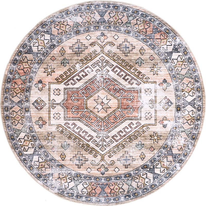 Nordic Emblems Washable Rug | Peach