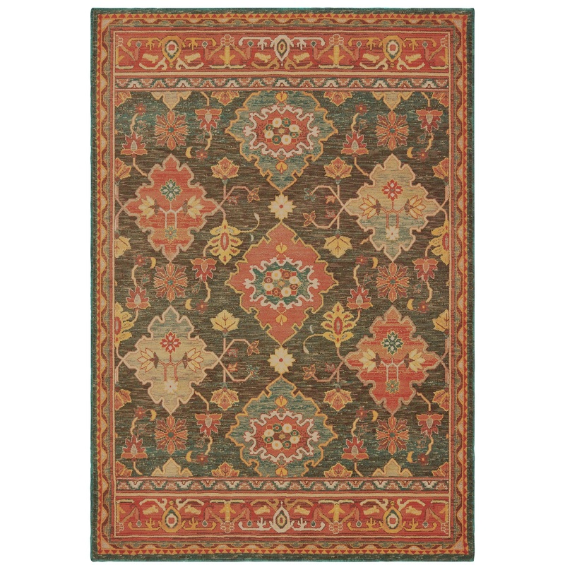 Toscana Charcoal Orange Traditional Oriental Indoor Rug