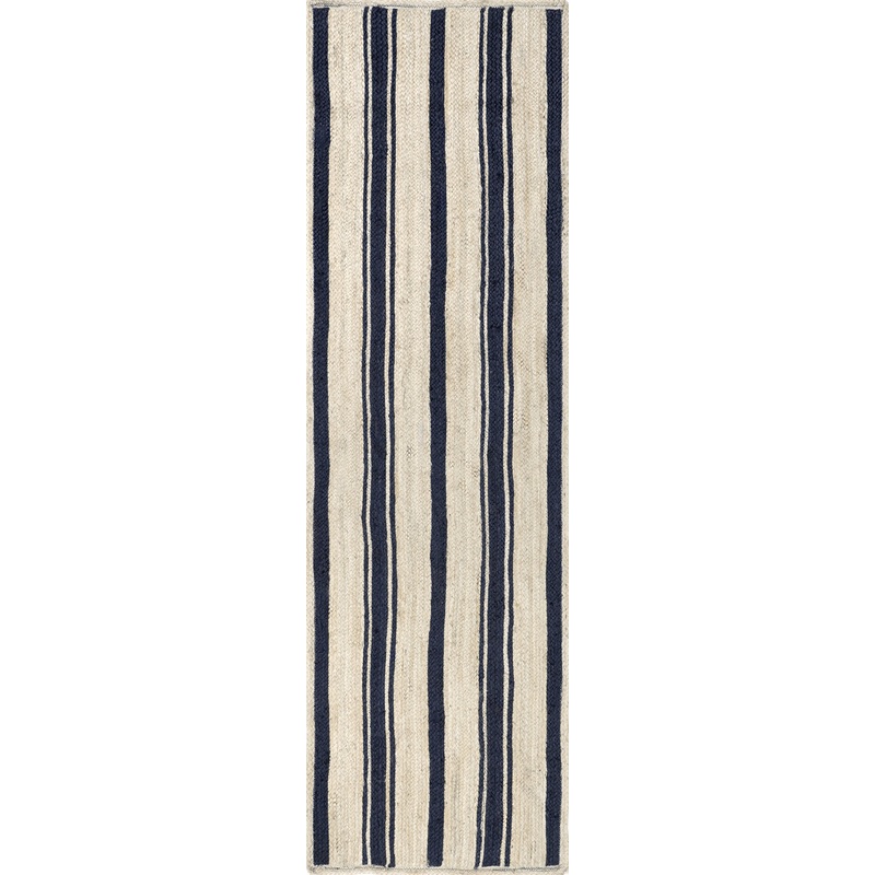 Calathea Striped Jute Rug | Navy