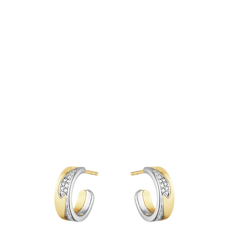 Fusion Earhoop, White/Yellow Gold 18kt – Diamond Pav 0.18ct