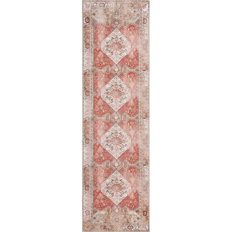 Hannah Medallion Washable Rug | Rust