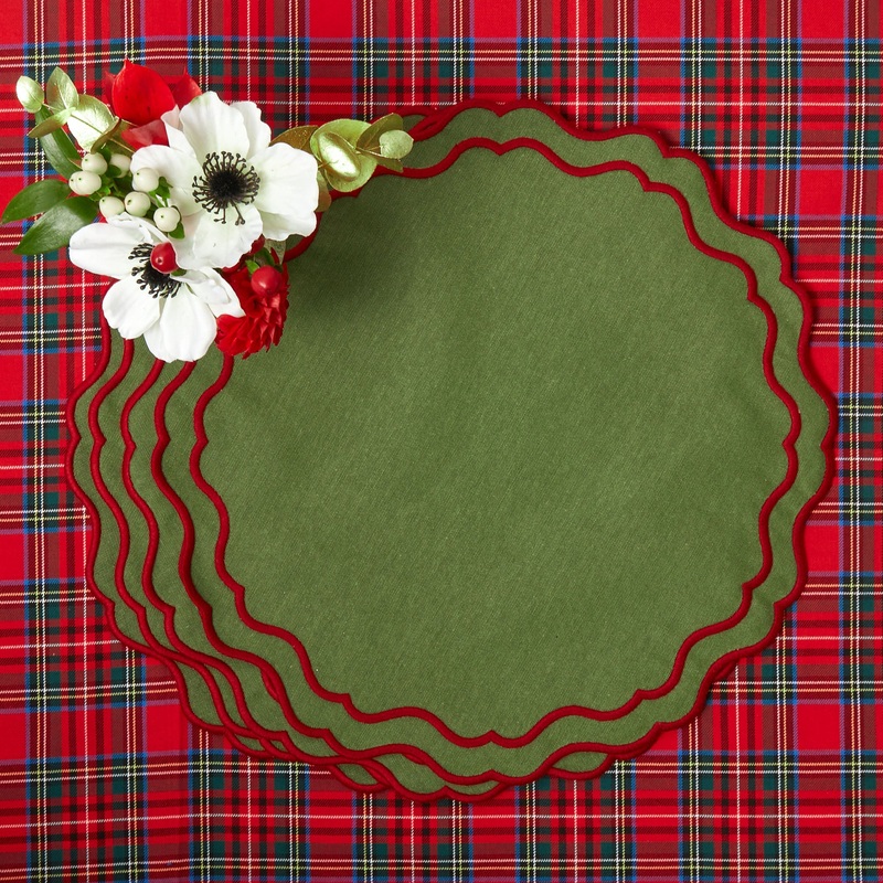 Katherine Green & Red Placemats (Set of 4)
